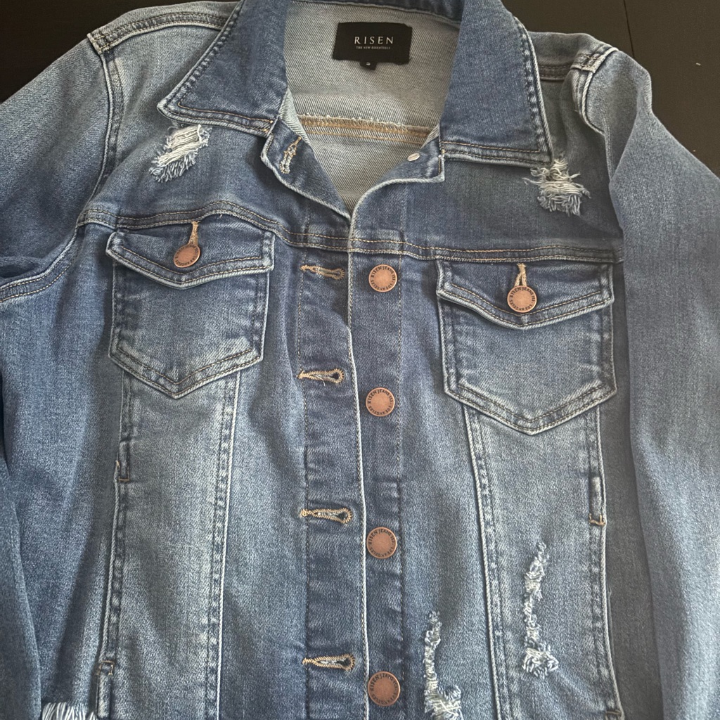 Risen Women's Distressed Blue Denim Jacket